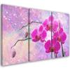 Three Piece Picture Canvas Print Orchid Flower Abstract