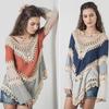 Bohemian Loose Crochet Blouse: Long-Sleeve Beach Sweater with Floral Design and Sun Protection