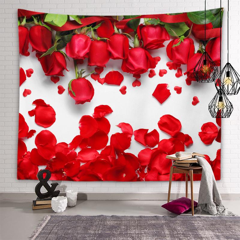 Sunset Flower Field View Tapestry Lotus Lavender Rose Flower Wall Art Tapestry Bedroom Dorm Room Aesthetics Home Decor