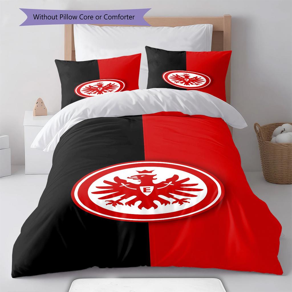 Eintracht Frankfurt Pattern Bedding Quilt Set Quilt Cover Pillowcase Home Decoration Birthday Gift (1 * duvet cover + 2 * pillowcase, without core)