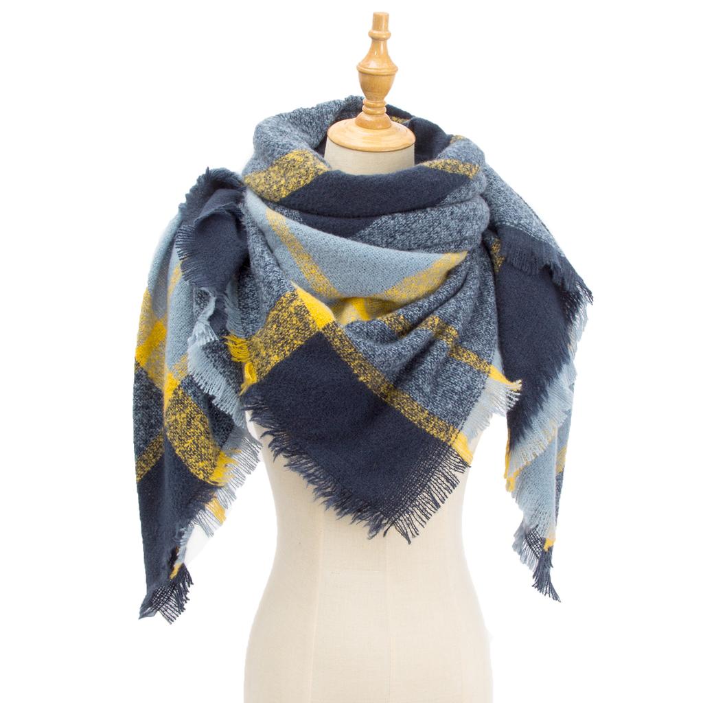 Spring Autumn Winter Shawl Ladies Plaid Triangle Scarf
