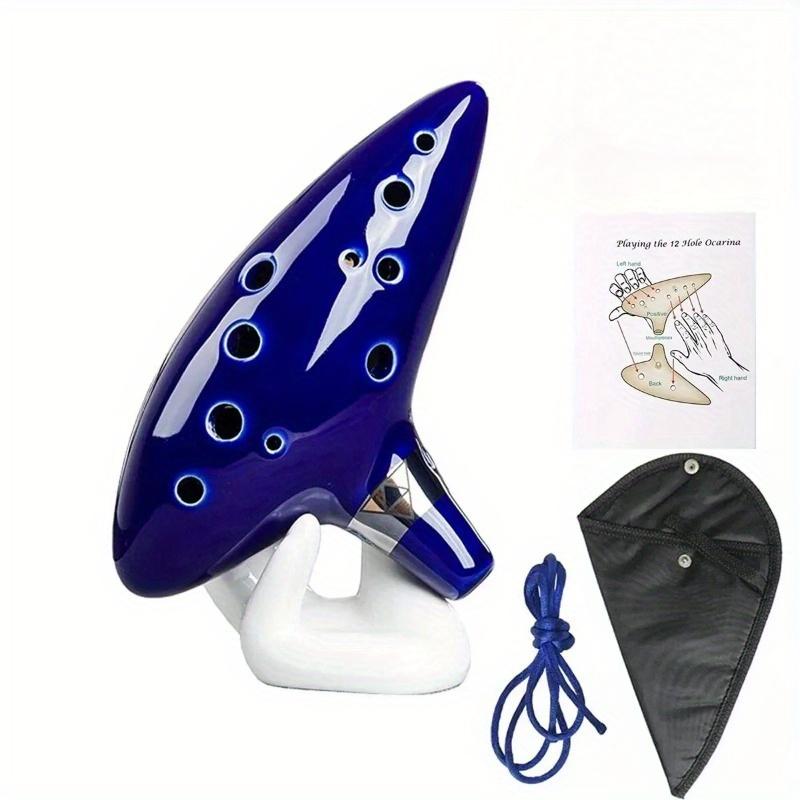 Ocarina Flute 12 Holes, Blue Wind Instrument Alto C, Natural Sound, Easy To Learn, Fine, New Gift
