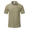MoFiz Short Sleeve Outdoor Mesh Military for Everyday Casual and Summer Green 3XL Men's Open-Collar Shirt, Breathable, UPF50+, Quick-Drying, Lining,