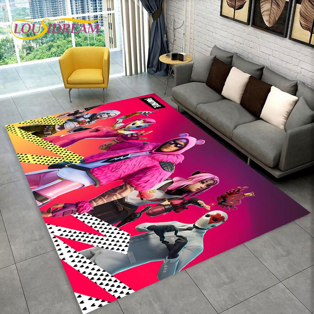 Games 3D F-Fortnite Cartoon Carpet Rug for Bedroom Living Room Home Sofa Decoration,Children Game Large Decor Floor Mat Gift