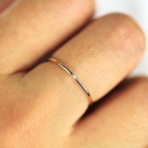Minimal Zircon Simple Tiny Rings For Women 1mm Full Round Minimalist Thin Dainty Stacking Ring Fashion Jewelry Items KCR101