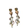 French retro jewelry square diamond powder treasure stud earrings vintage European and American fashion personality medieval earrings old money style