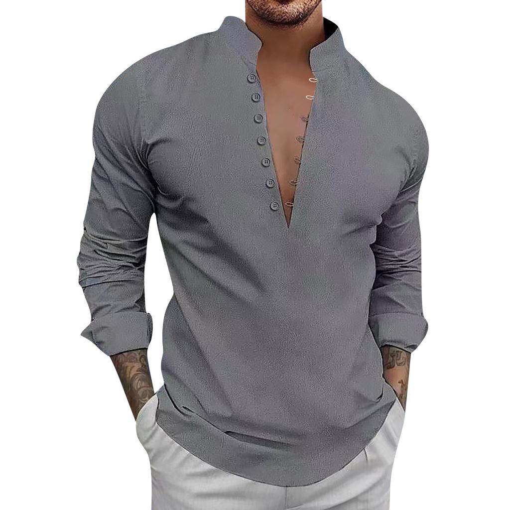 Дизайнерские весенне-летние мужские повседневные хлопковые льняные рубашки с длинным рукавом, свободные рубашки