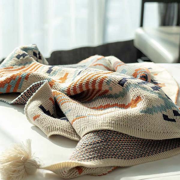 WTEMPO Офисные вязаные одеяла с кисточками в богемном стиле, одеяла для ног, шали на все тело, маленькие одеяла для сна в общежитии, домашние одеяла для кровати