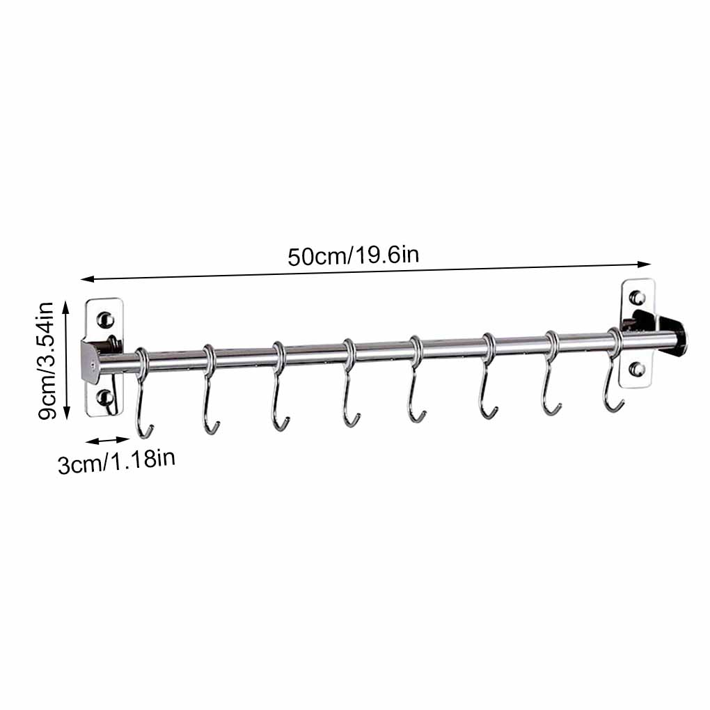 Настенная подвижная вешалка с крючками из нержавеющей стали, кухонная рейка для полотенец и кухонной утвари