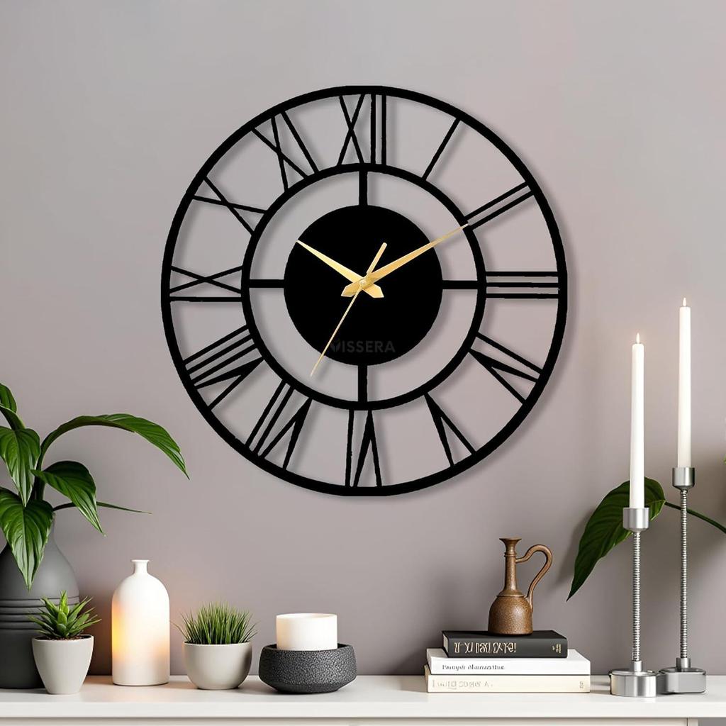 Decorative Metal Wall Clock | Stylish & Fancy Silent Sweep Wall Clock for Living Room, Bedroom & Hall, Antique Designer
