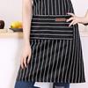 2 шт. Кухонный фартук для готовки с 2 карманами, регулируемый поварской фартук для мужчин и женщин, черная полоска