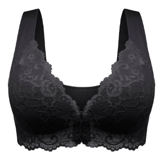 Женский бюстгальтер с застежкой спереди, кружевной широкий плечевой ремень, сплошной цвет, поддержка груди, бесшовный