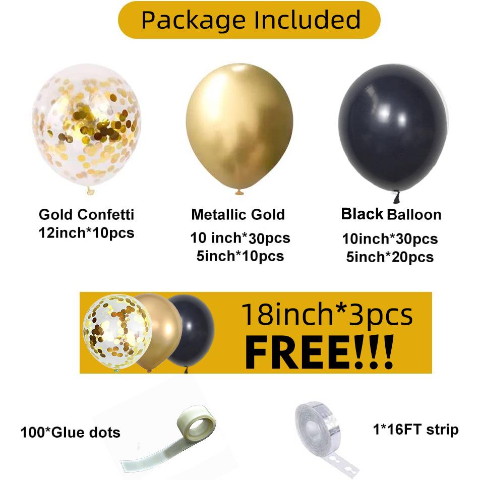 Черно-золотой набор для арки из воздушных шаров для украшения вечеринки, свадьбы, дня рождения или выпускного
