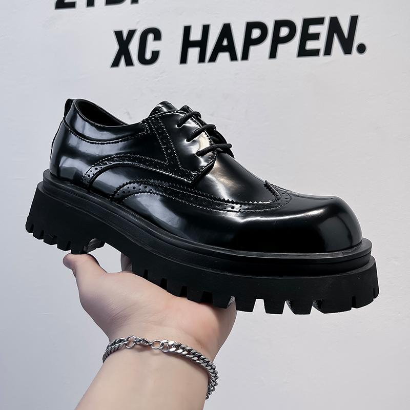 Модные лакированные кожаные туфли Дерби для мужчин Модный ретро-стиль дизайна Повседневные молодежные модные вечерние туфли для улицы Черные зеленые туфли Популярные