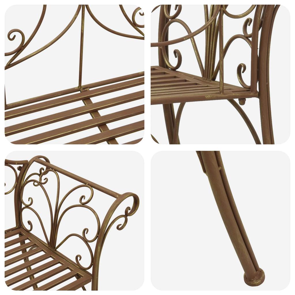 Garden Bench 2 Seater 130 x 47 x 90 cm Antique Brown Steel