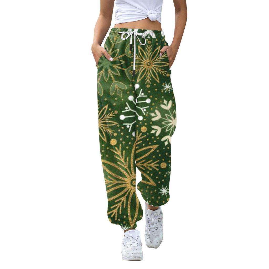 Women's Casual Fashion Christmas Printed Casual Sweatpants Elastic Waist Drawstring Pants