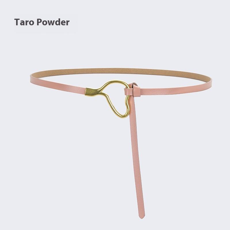 Женский кожаный ремень с узлом и украшением под рубашку, простой и универсальный тонкий ремень из чистой коровьей кожи