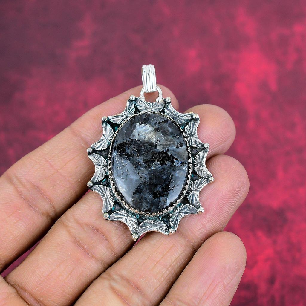 Подвеска из цельного серебра 925 пробы с ларивикитом, ювелирные изделия с подвеской из драгоценных камней ручной работы, подарки для жены, абсолютно новый кулон