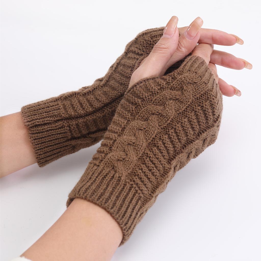 Women's Knitted Long Hand Gloves Warm Embroidered Mittens Winter Fingerless Glove for Women Girl