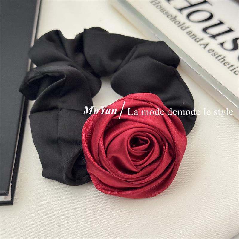 2024 Premium Satin Rose Hair Scrunchie: High-Elastic, Durable, Trendy