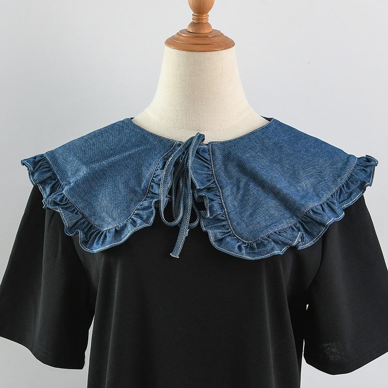 Women Denim Fake Collar Scarf Shawl Shoulders Wraps Cape Removable Neckwear False Collar Clothing Accessories Half Tops Shawls