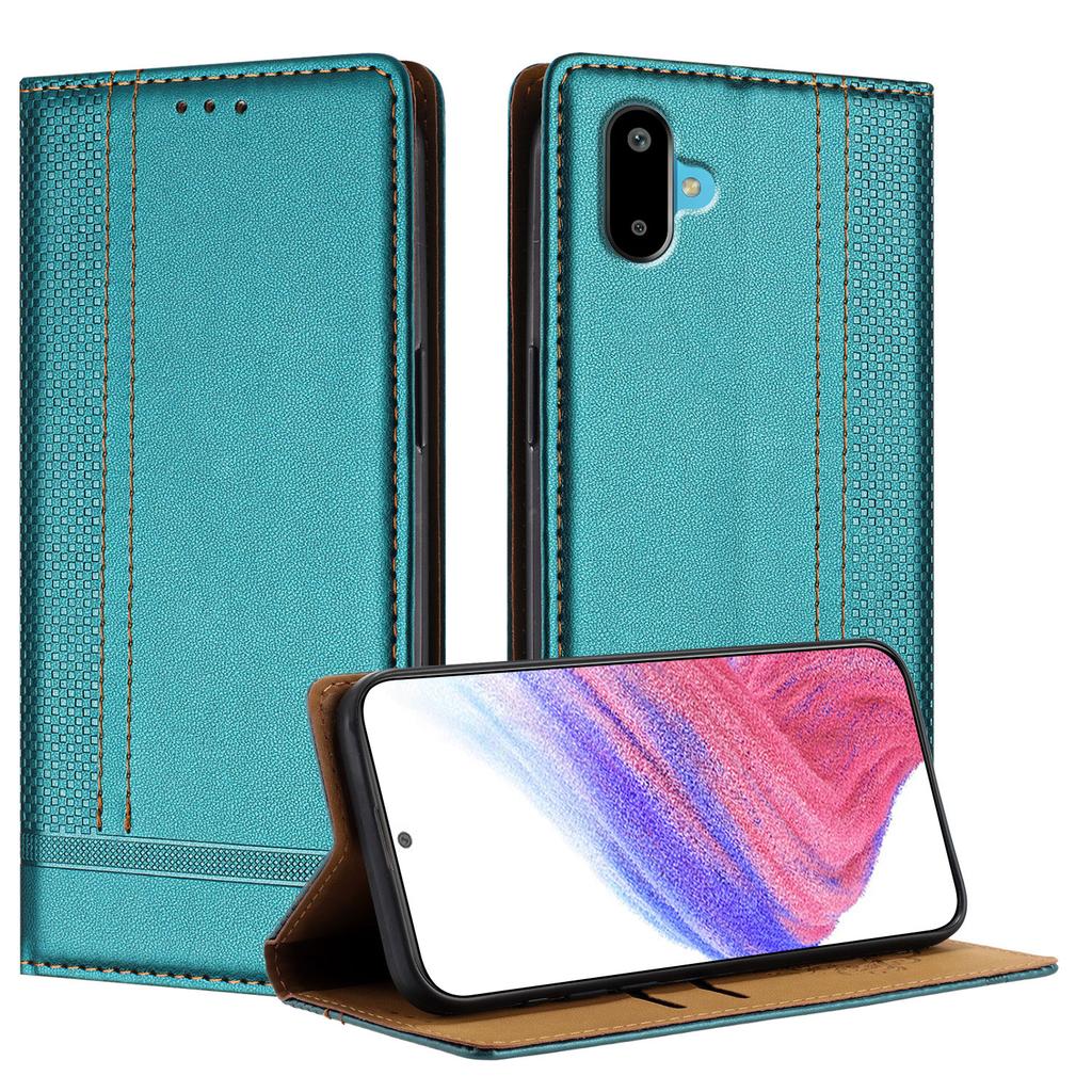 For Samsung Galaxy M06 5G/Galaxy F06 5G Case L-Shaped Grid Pattern Leather Stand Phone Cover with Card Slots