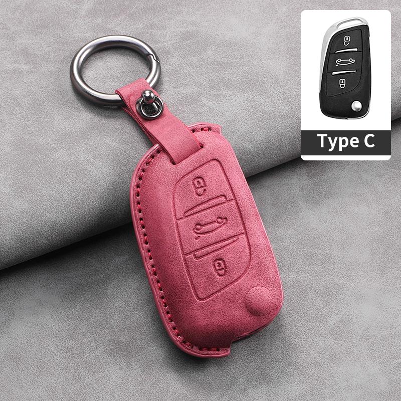 For Citroen C2 C3 C4 C5 C6 C8 DS4 for Peugeot 107 207 306 307 407 308 607 New Sheepskin Car Flip Key Case Cover Shell Fob