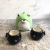 Japanese Style Teawear Set Green Frog Black Tadpole Shaped Creative Porcelain Cute Ceramic Teapot and 2 Tea Cups Sets for Kids