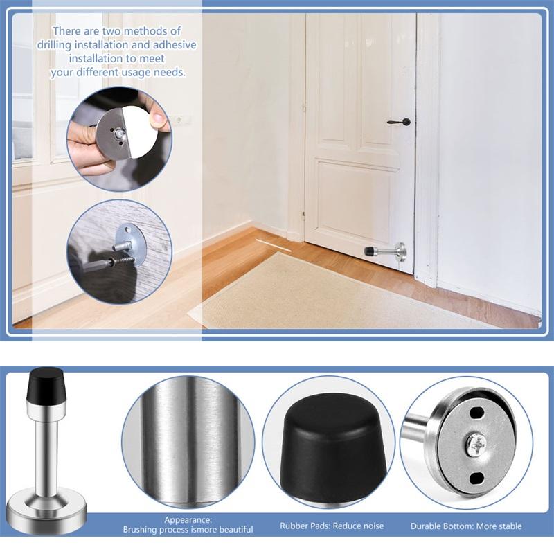 4 шт. самоклеящиеся дверные ограничители из нержавеющей стали с резиновым наконечником, настенная защита, дверная защелка, дверной стопор для домашнего офиса