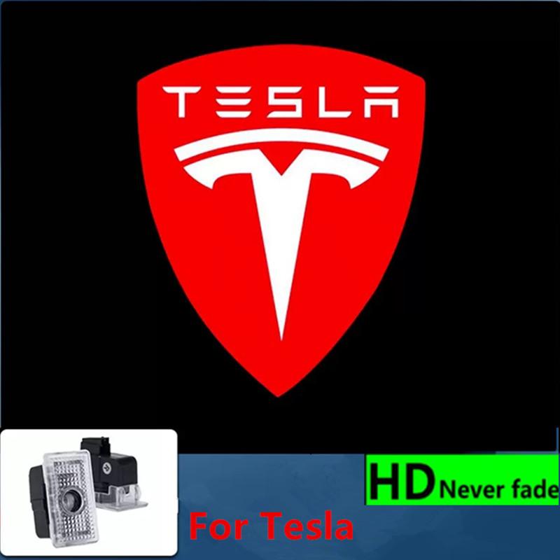 bjzqr4 2PCS Car Door HD LED Lamp Projector Courtesy Welcome Light For Tesla Model 3 S X highland Model Y 2025