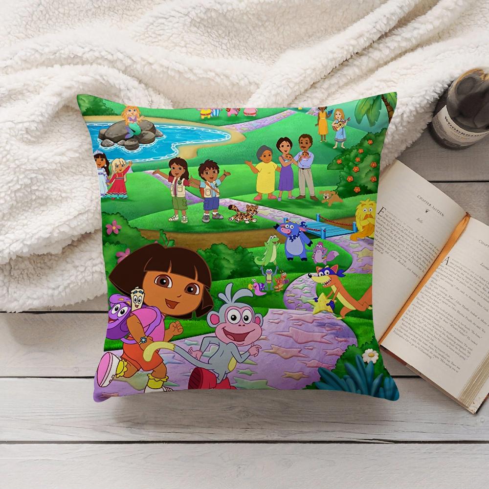 Мультяшная наволочка для подушки D-Dora The E-Explorer, Декор для дома, Чехол для подушки, Подходит для спальни, автомобиля, офиса, дивана