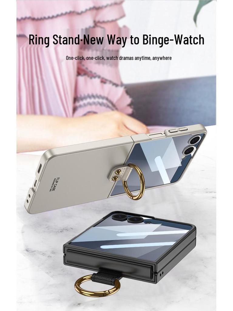 Матовый чехол-кольцо для Samsung Z Flip7: Высококлассная, Встроенная Защита Экрана