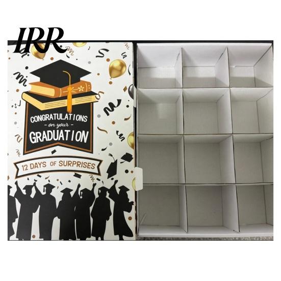 Keepsake Graduation Gift Box 12 Days Countdown Calendar Box, 2026 Empty Fillable Advent with To Filling Raffia, Fill It Yourself Grad for High School