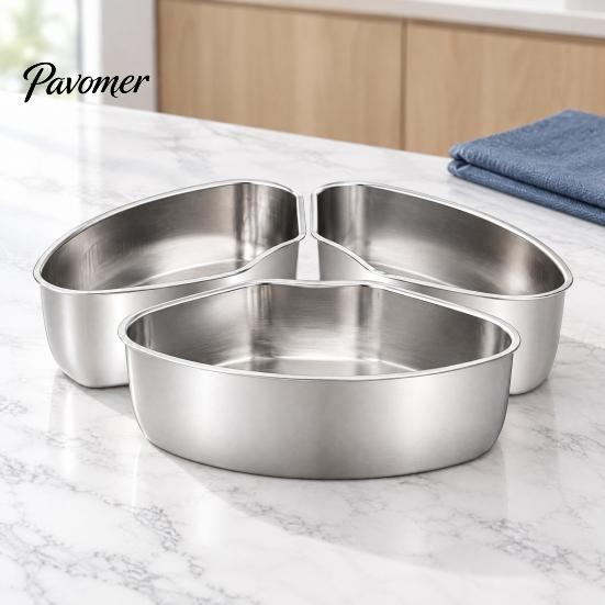 Professional Kitchen Steaming Tool 3PCS Stainless Steel Divided Steam Trays, Fan-Shaped Compartment Food Steamer Tray Steamers, Heat Resistant Compact