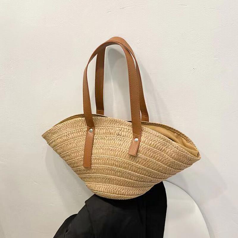 Summer Large Capacity Bag Women's New Style Small Woven Women's Bag Fashion Shoulder Bag Vegetable Basket Versatile Straw Woven