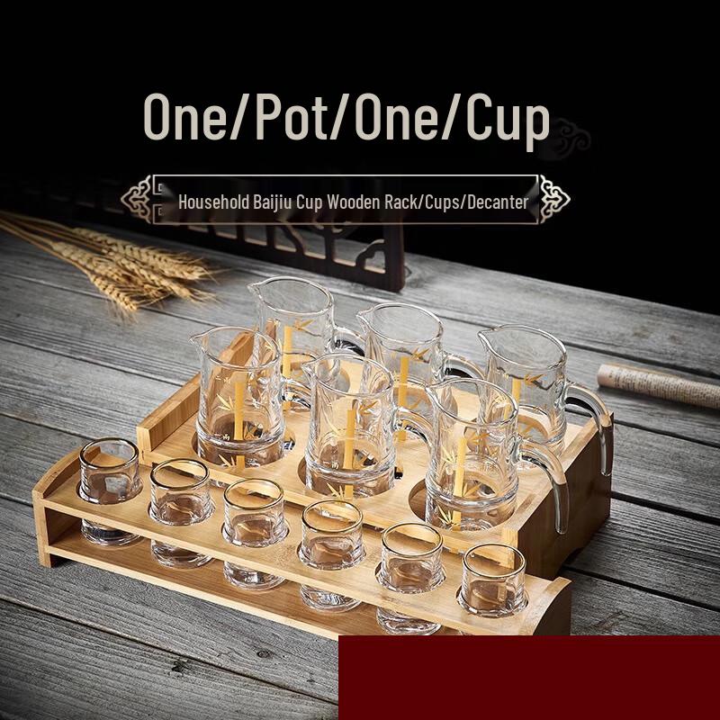 Набор: Декантер и рюмки для байцзю Shijin Gold Bamboo Knot