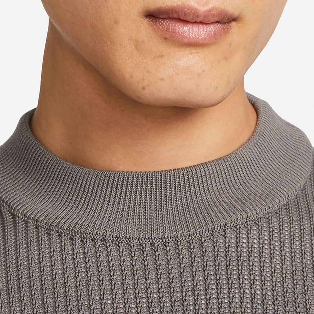 Men's Nike Solid Color Round Neck Long Sleeves Knit Wool Sweater Wolf Grey DN4102-012