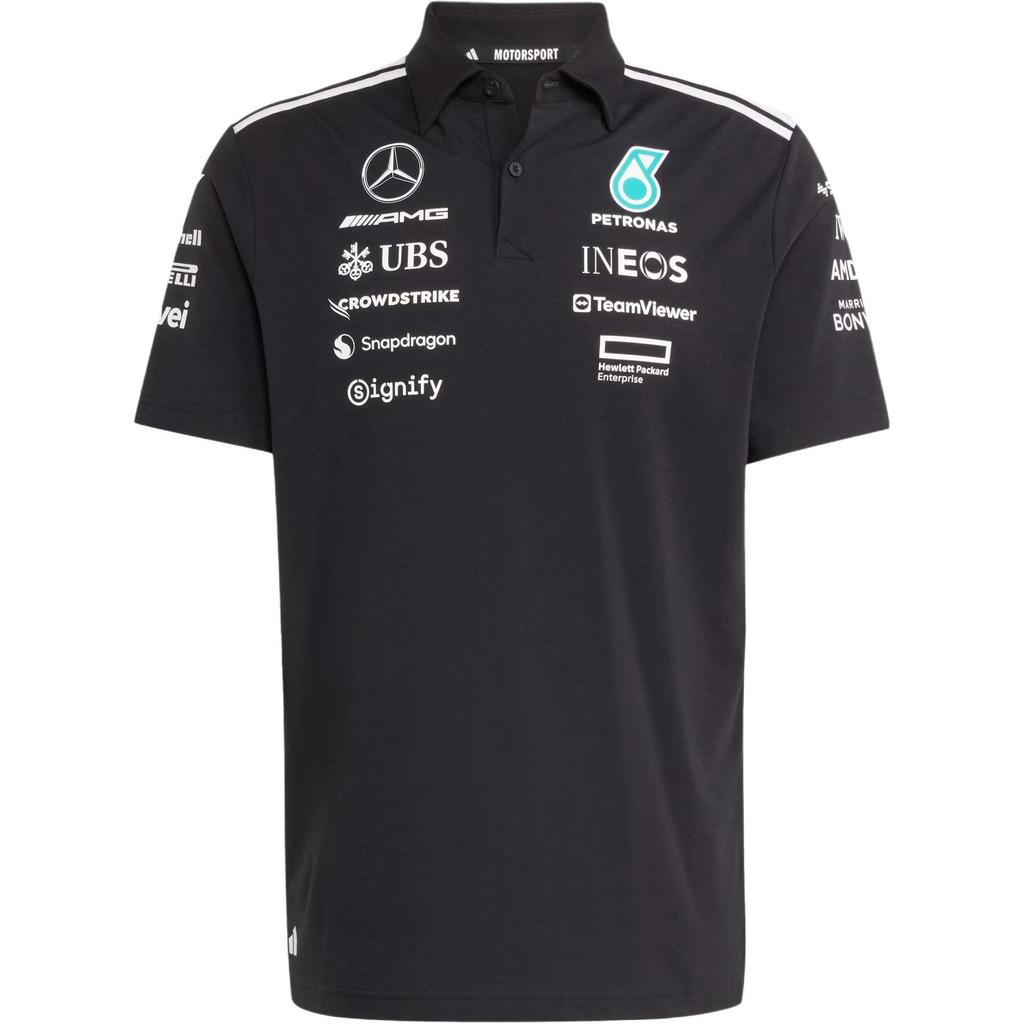 Adidas Мужская уличная футболка-поло Mercedes AMG Petronas Formula One Team черного/белого цвета JW5391