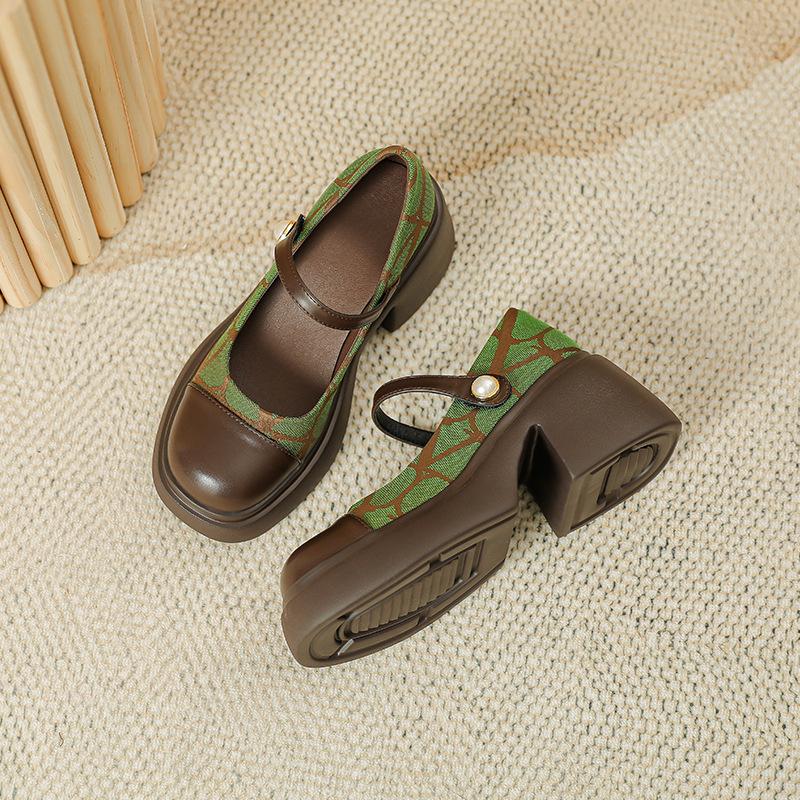 Туфли Мэри Джейн на толстом каблуке в стиле ретро Сяосянфэн, женские весенние новые туфли на толстой подошве, на подошве-маффин, японские одинарные туфли, универсальные маленькие кожаные туфли