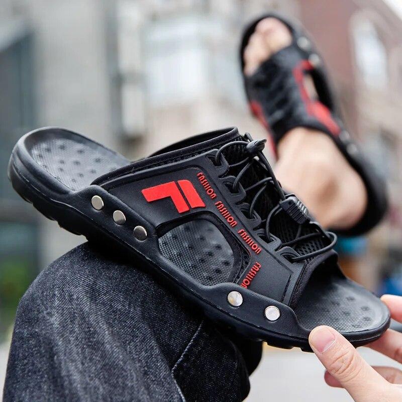 Размер ниже. Пожалуйста, выберите на размер больше!!Мужские сандалии, летние тапочки, кожаная обувь для ленивого лица, трендовая дышащая пляжная обувь