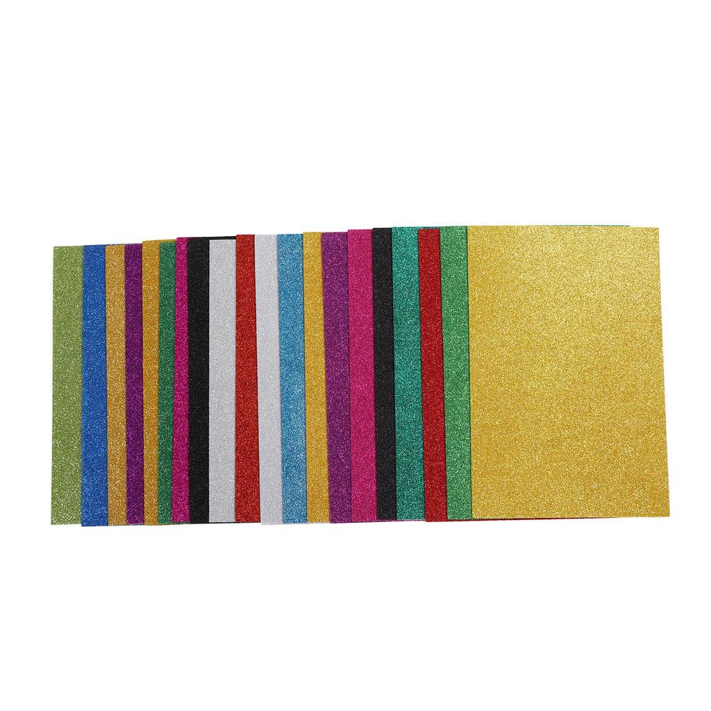 20 Sheets A4 Glitter Foam Sheets for Kids 2mm Cuttable Handcraft DIY Signal Sided Self Adhesive