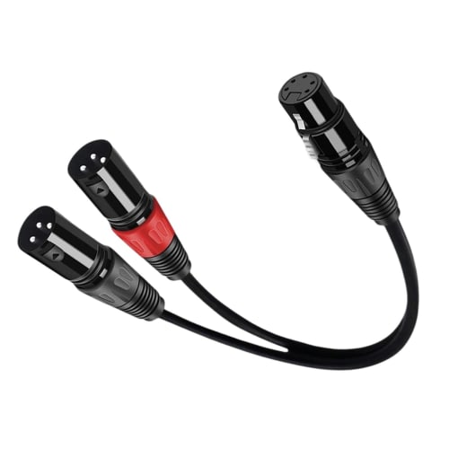 Freneci Dual DMX 3-Pin Male to XLR 5-Pin Female Cable, Light Microphone Converter Adapter Cable Y Splitter for Speaker Recording Studio, 0.5 Meter