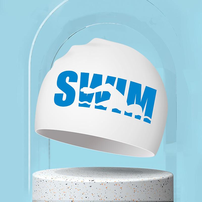 Большие силиконовые шапочки для плавания с принтом, удобные длинные шапочки для защиты ушей, шапочки для плавания, аксессуары для бассейна