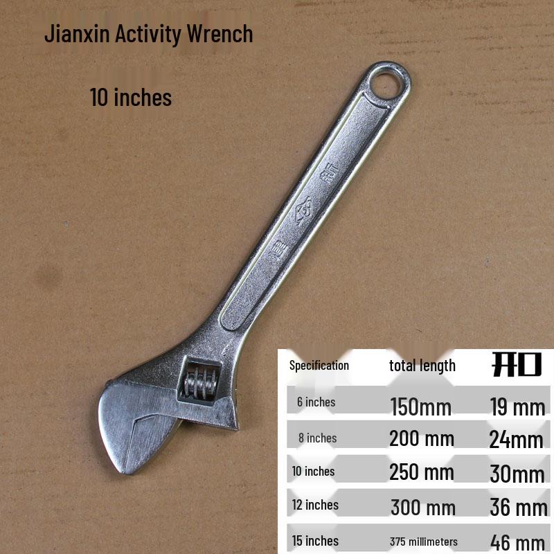 Большой регулируемый гаечный ключ Jianxin - Доступен в размерах 6", 8", 10", 12", 15", 18" и 24"