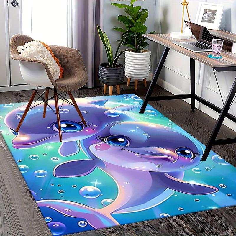 1pc Anime Dolphin Chair Mat - Cute Dolphin Design Office Rug, Non-Slip Carpet for Desk, Festival Gift, Seasonal Decor, Suitable for Home and Office Us