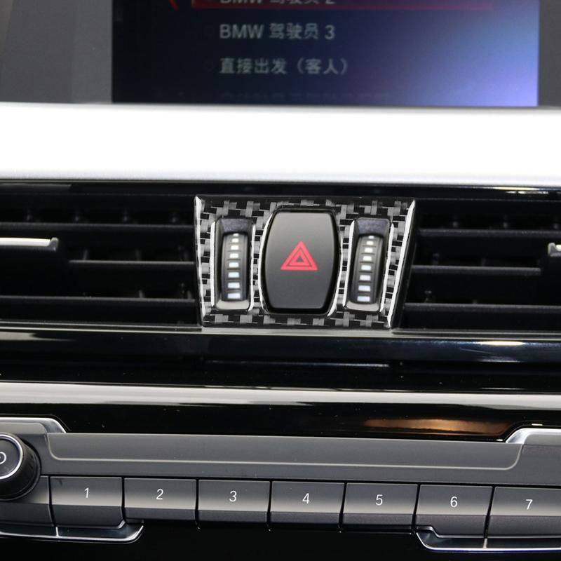 Real Carbon Fiber Car Accessories Center Air Vent Decorative Trim Cover Soft Sticker For BMW X1 F48 2016- X2 F39 2018-