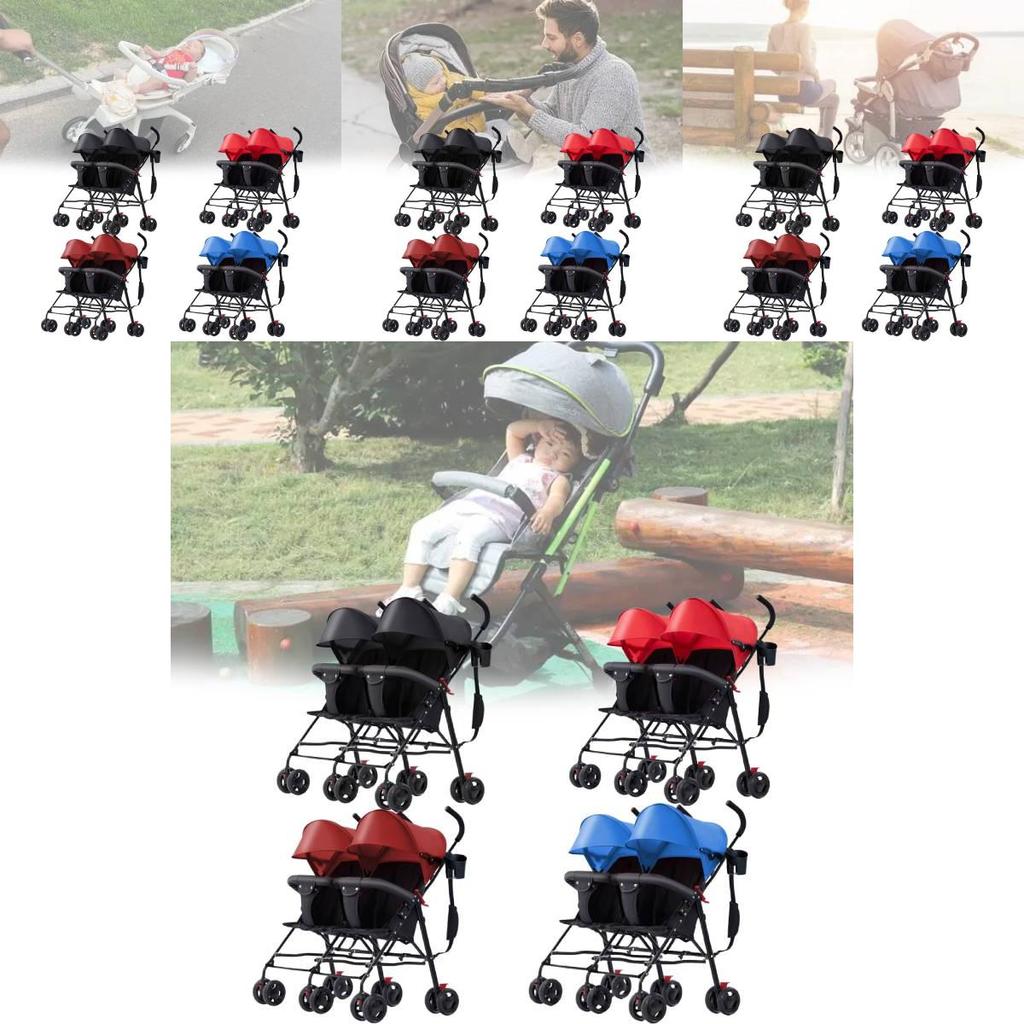 Легкая коляска для двойни Ультракомпактная складная коляска-трость для новорожденных с функцией наклона