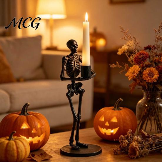 Halloween Candle Holder Skeleton Holder, Gothic Resin Hand With Stable Base And Standing Candlestick Holders for Table Mantel Decor Stand
