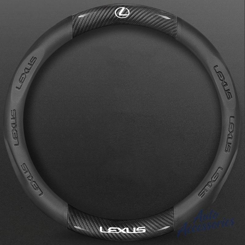 BJYL6 38cm Car Anti-Slip Steering Wheel Cover Carbon Fiber Leather Cover For Lexus F SPORT ES RX NX LS UX LM LX GX LC RZ IS CT GS RC