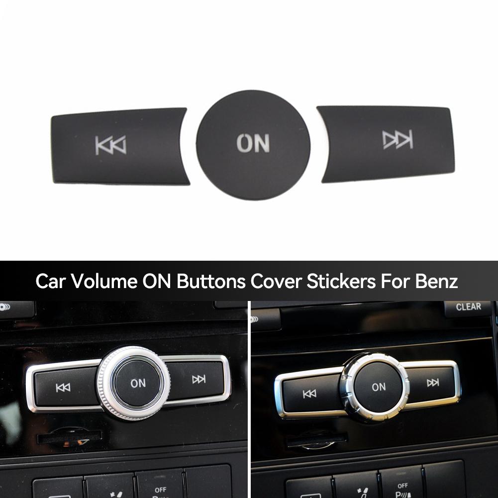 3Pcs Car Volume ON Buttons Cover Stickers Trim Fit For Mercedes Benz A B C ML CLS Class GLA200 ML GLK300 E260 Auto Accessories